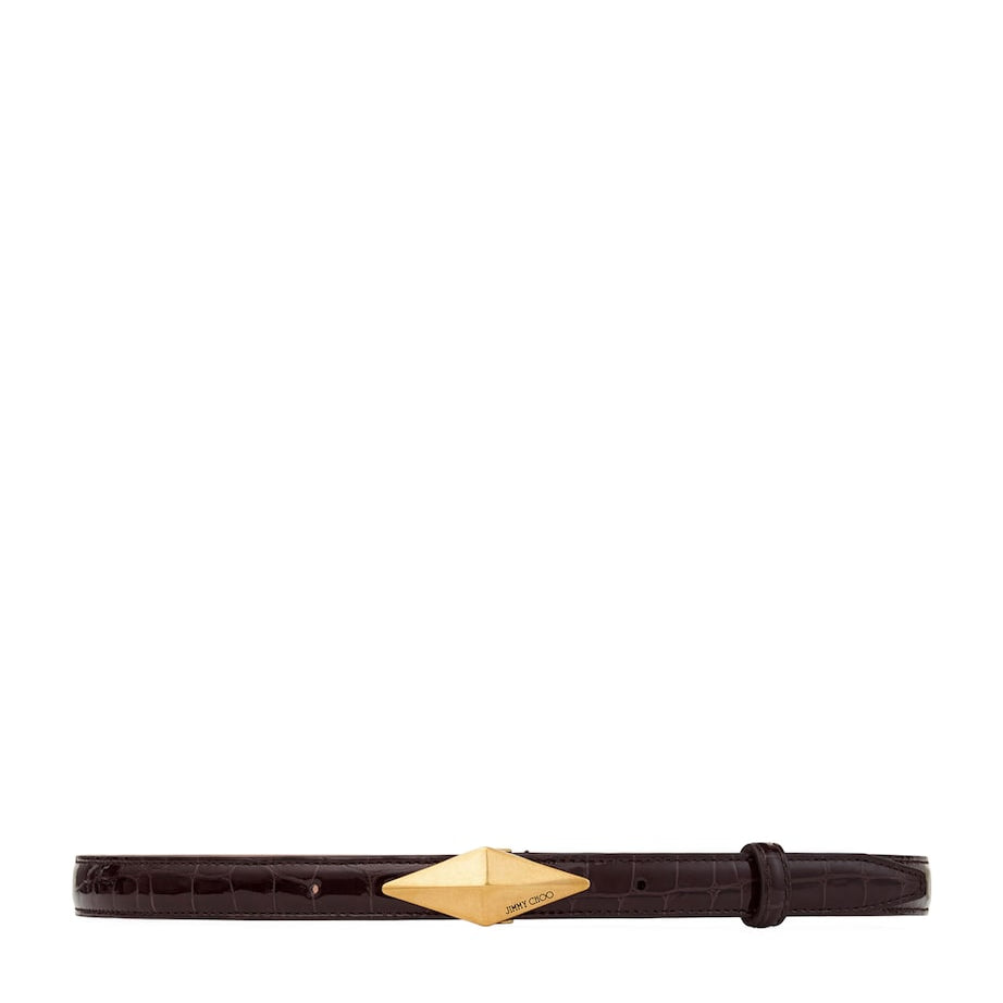 Brown Leather Diamond Clasp Belt