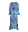 Rixo Blue Silk Printed Gracye Midi Dress