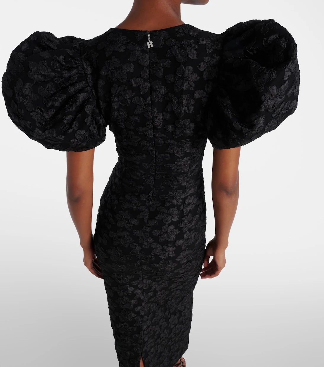 Rotate - Floral jacquard puff-sleeve midi dress