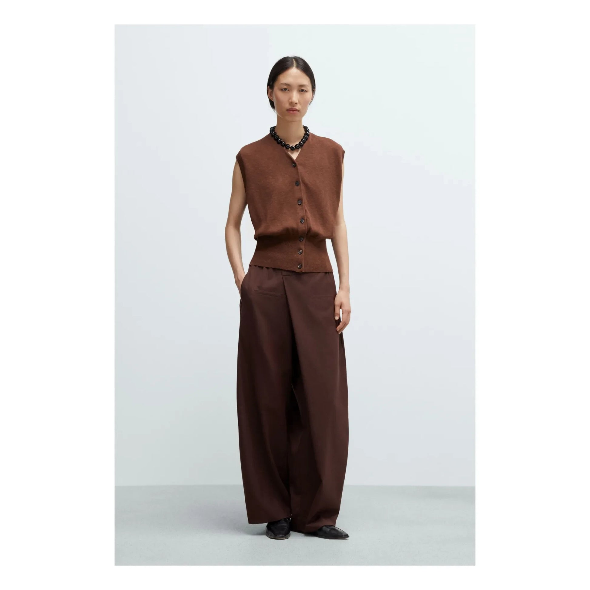 Cordera - Tailored Wool Double Breasted Pants | Burgundy