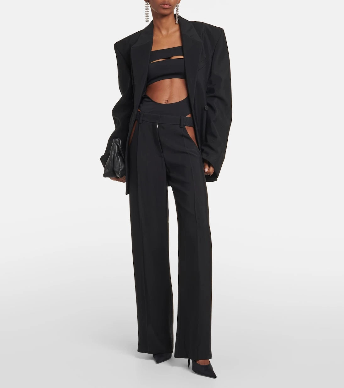 Mugler - Circle off-shoulder cutout bodysuit
