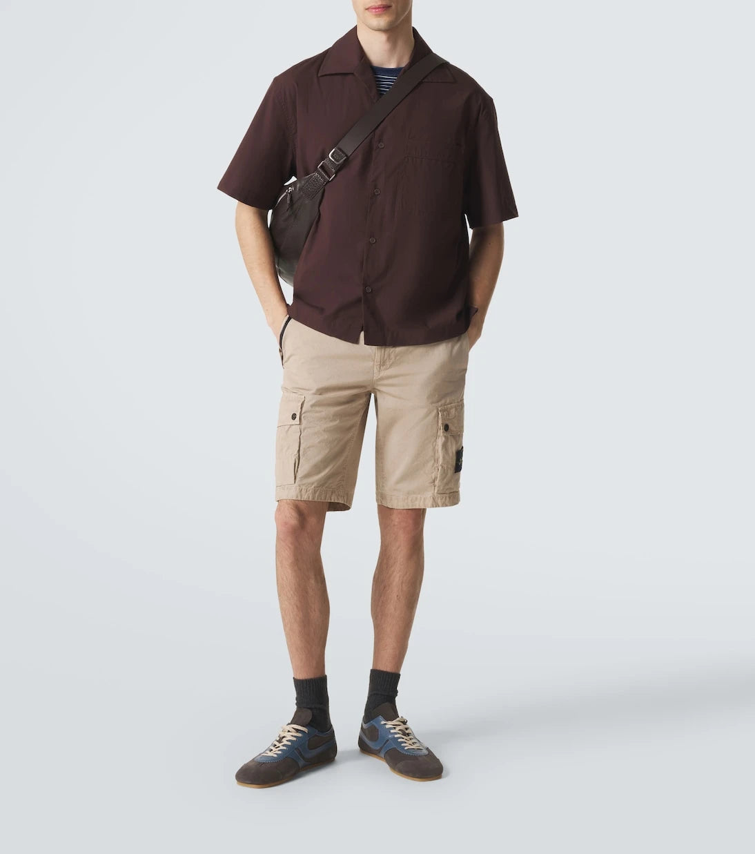 Stone Island - Compass cotton canvas shorts