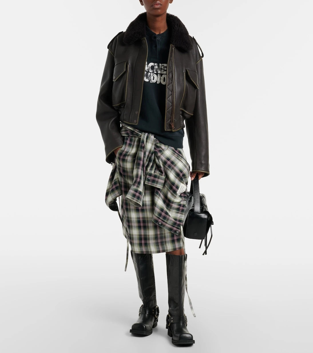 Acne Studios - سويت شيرت من القطن الممزق بشعار الماركة
