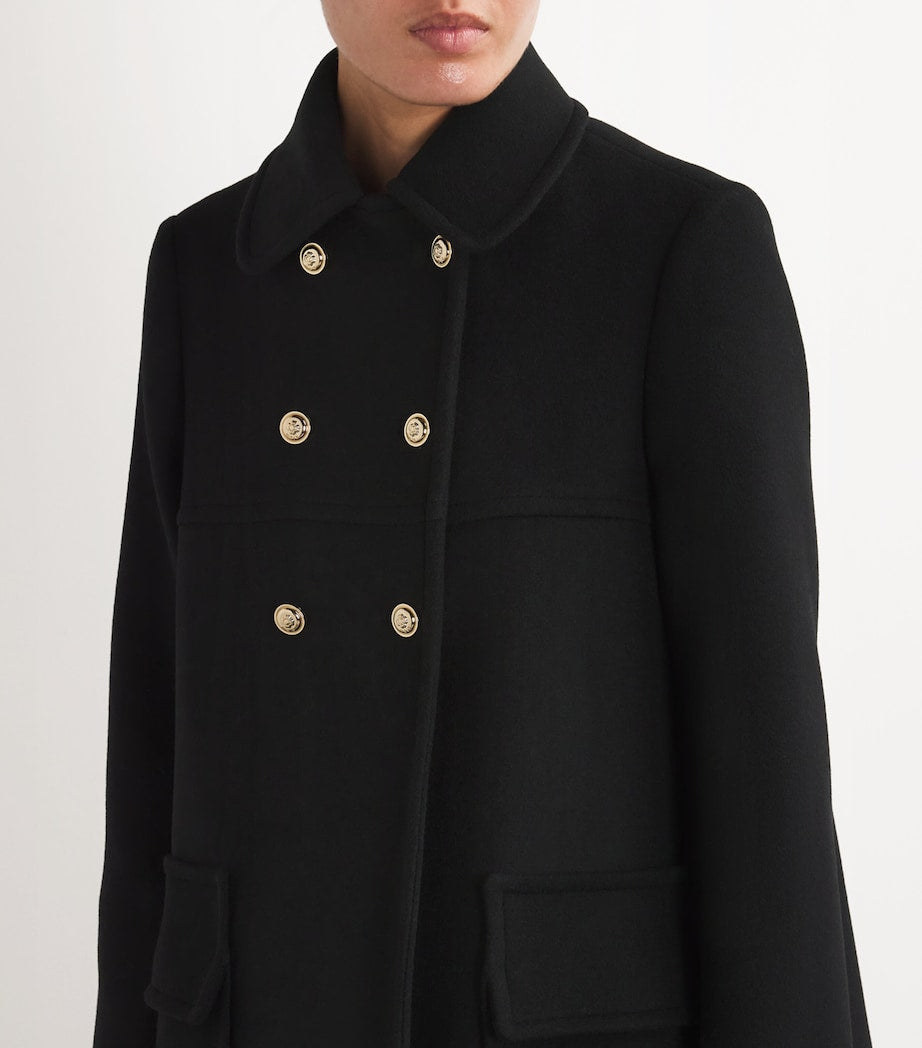 Maje Black Wool-Blend Pea Coat