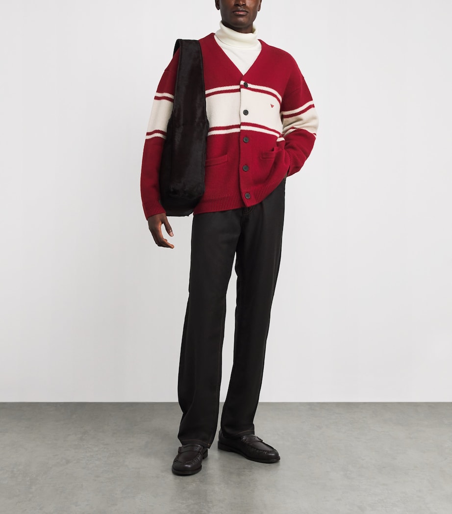 Emporio Armani Red Virgin Wool Cardigan