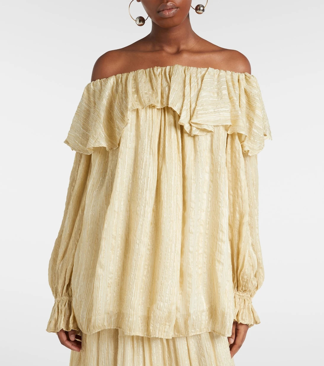 Xu Zhi - Ruffled striped silk-blend top