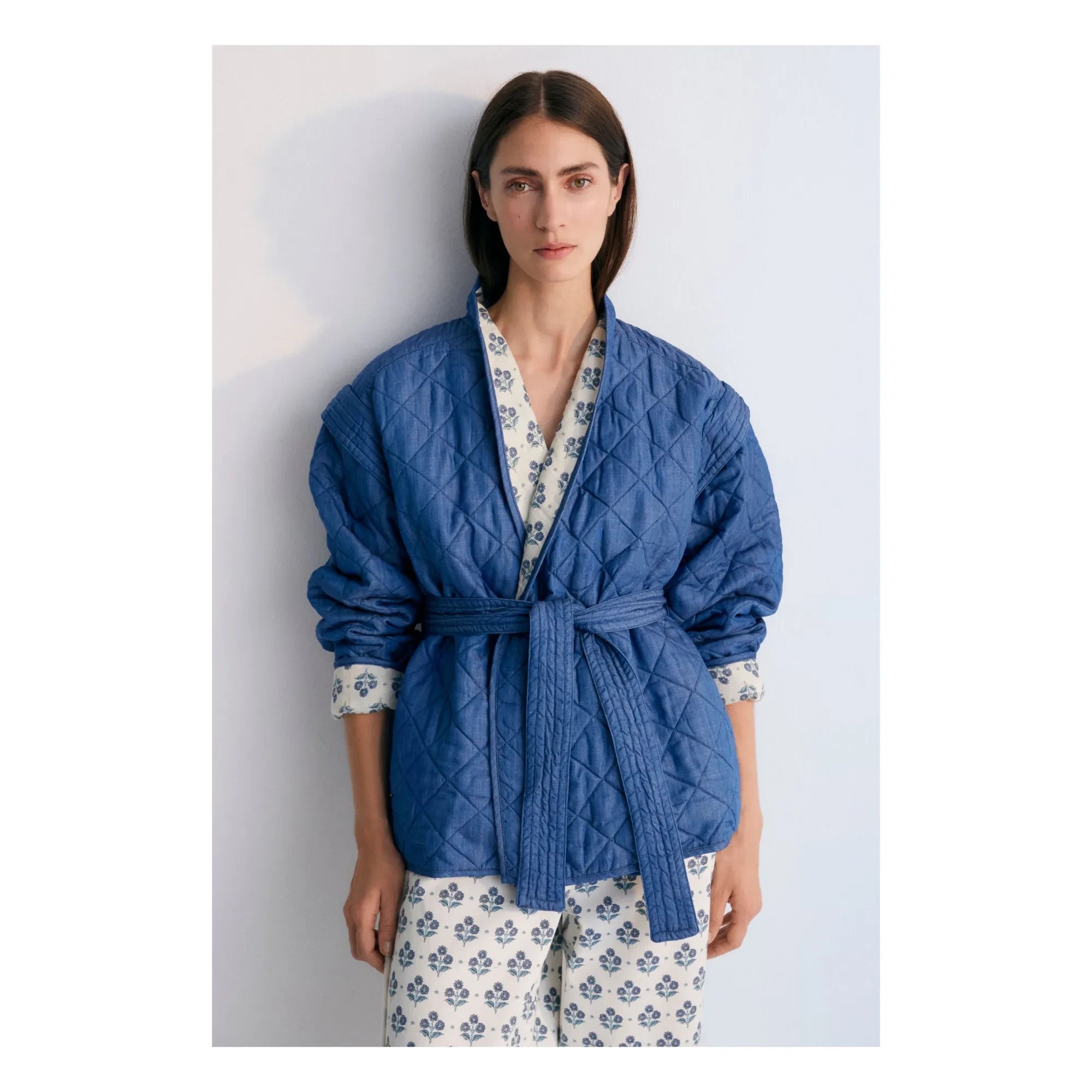 the new society - Eleni Hyacinth Linen Reversible Jacket - Women's Collection | Blue