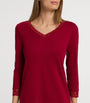 Hanro Red Cotton Cropped-Sleeve Nightdress