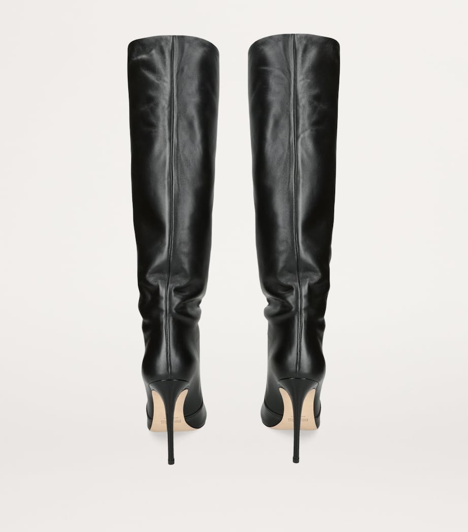 Paris Texas Black Leather Stiletto Knee-High Boots 105