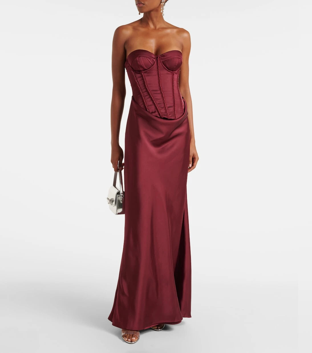 Rotate - Embellished draped satin corset gown