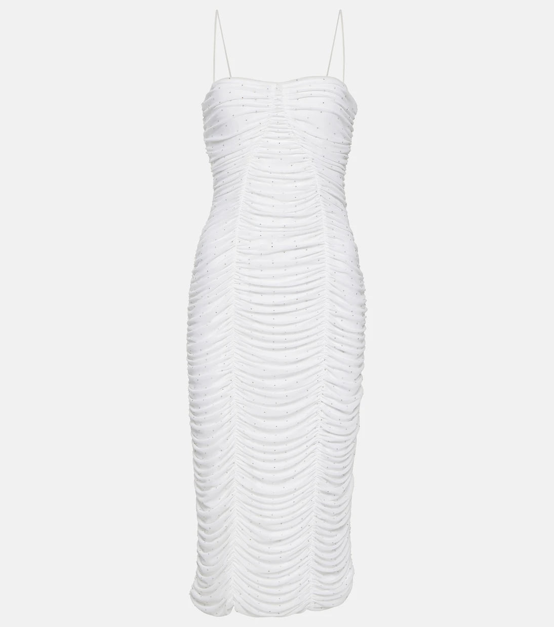 Rotate - Ruched mesh midi dress