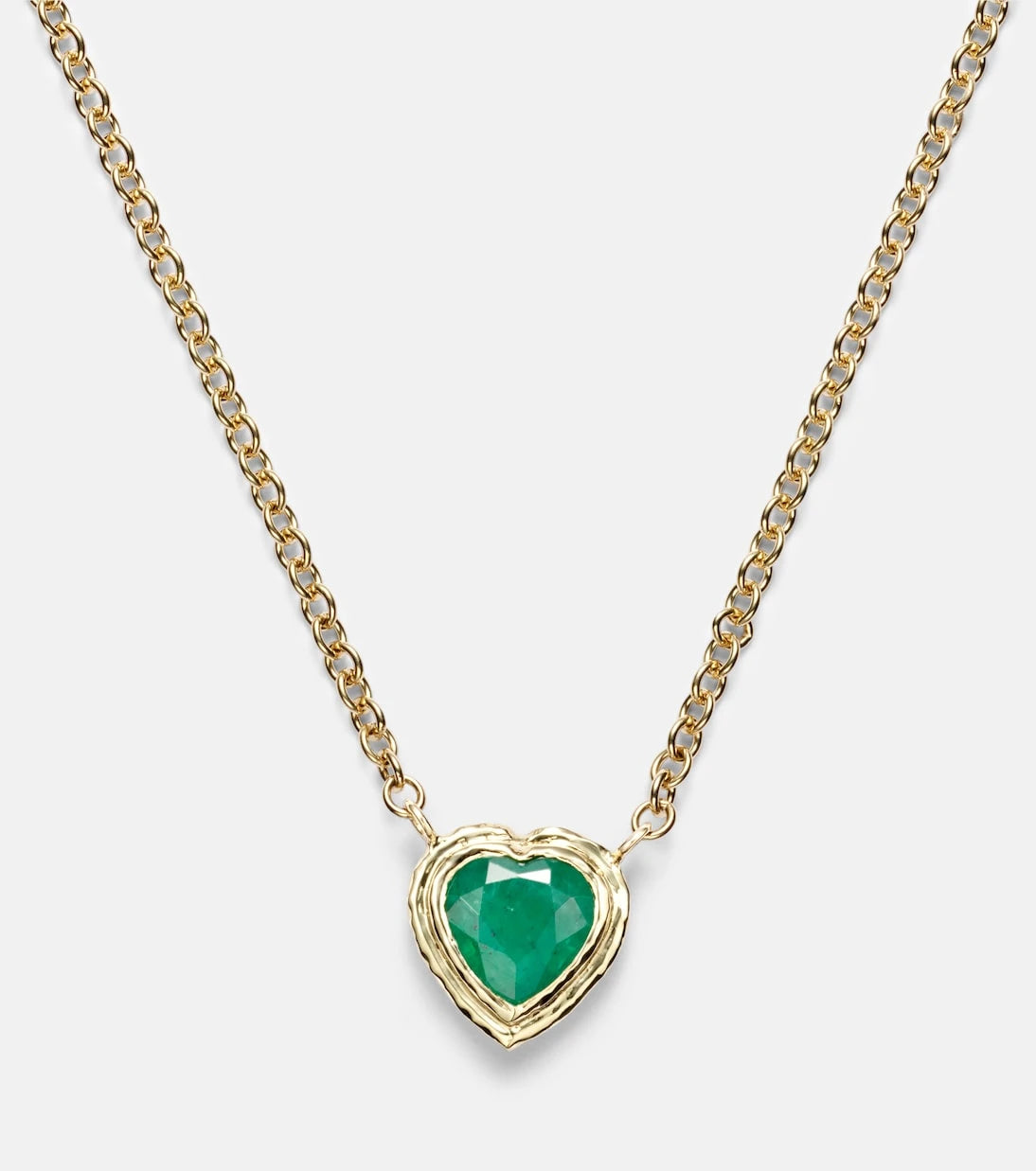 Octavia Elizabeth - Heart & Toggle 18kt gold necklace with emerald
