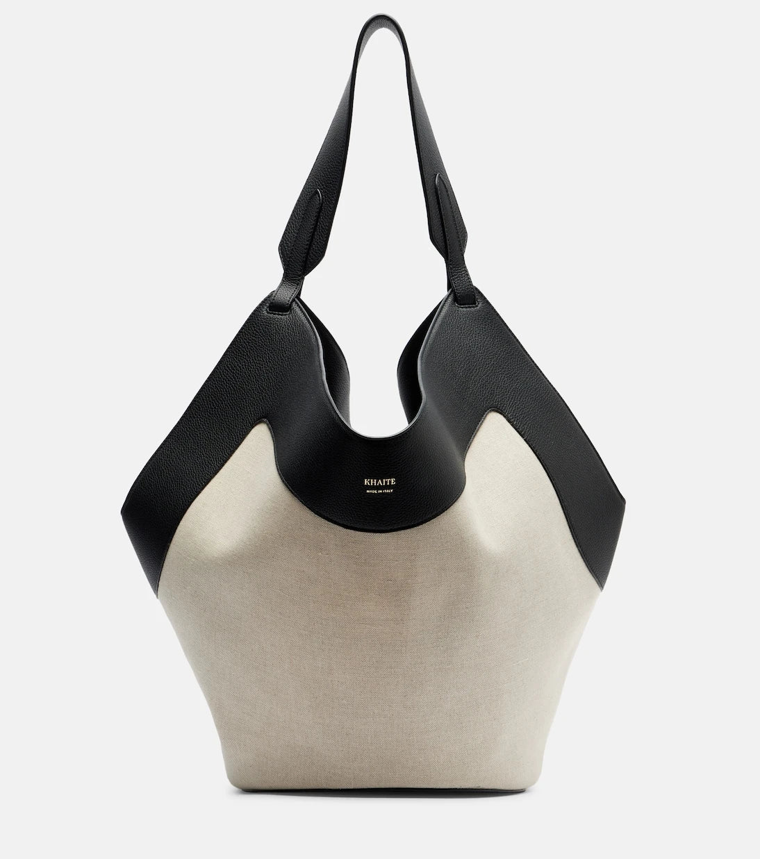 Khaite - Lotus Medium leather-trimmed canvas tote bag