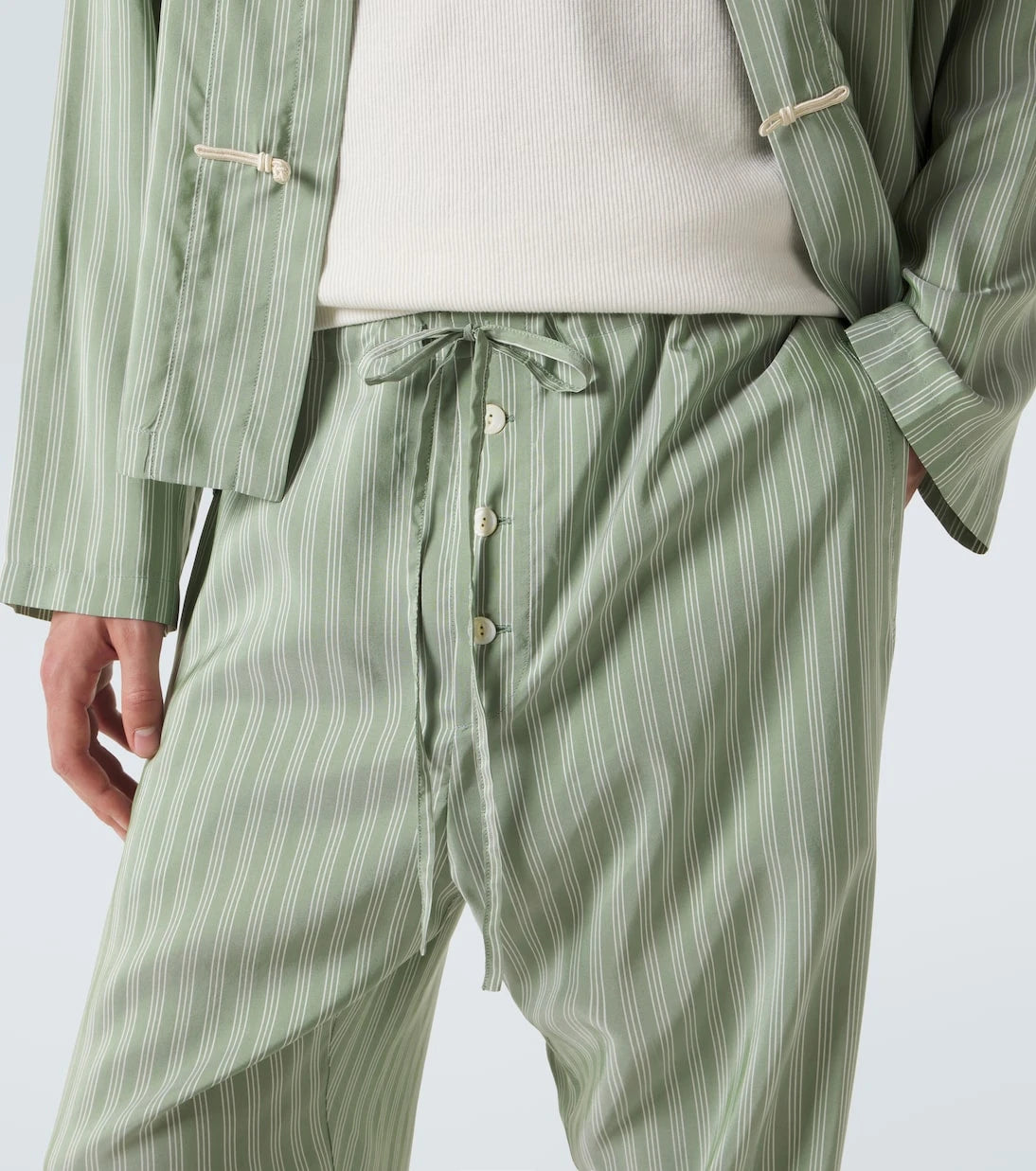 Bode - Sylvan striped silk straight pants