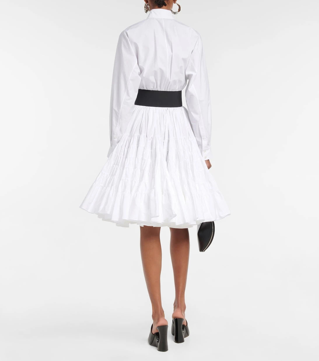 Alaïa - قميص بوبلين قطني برباط عند الخصر