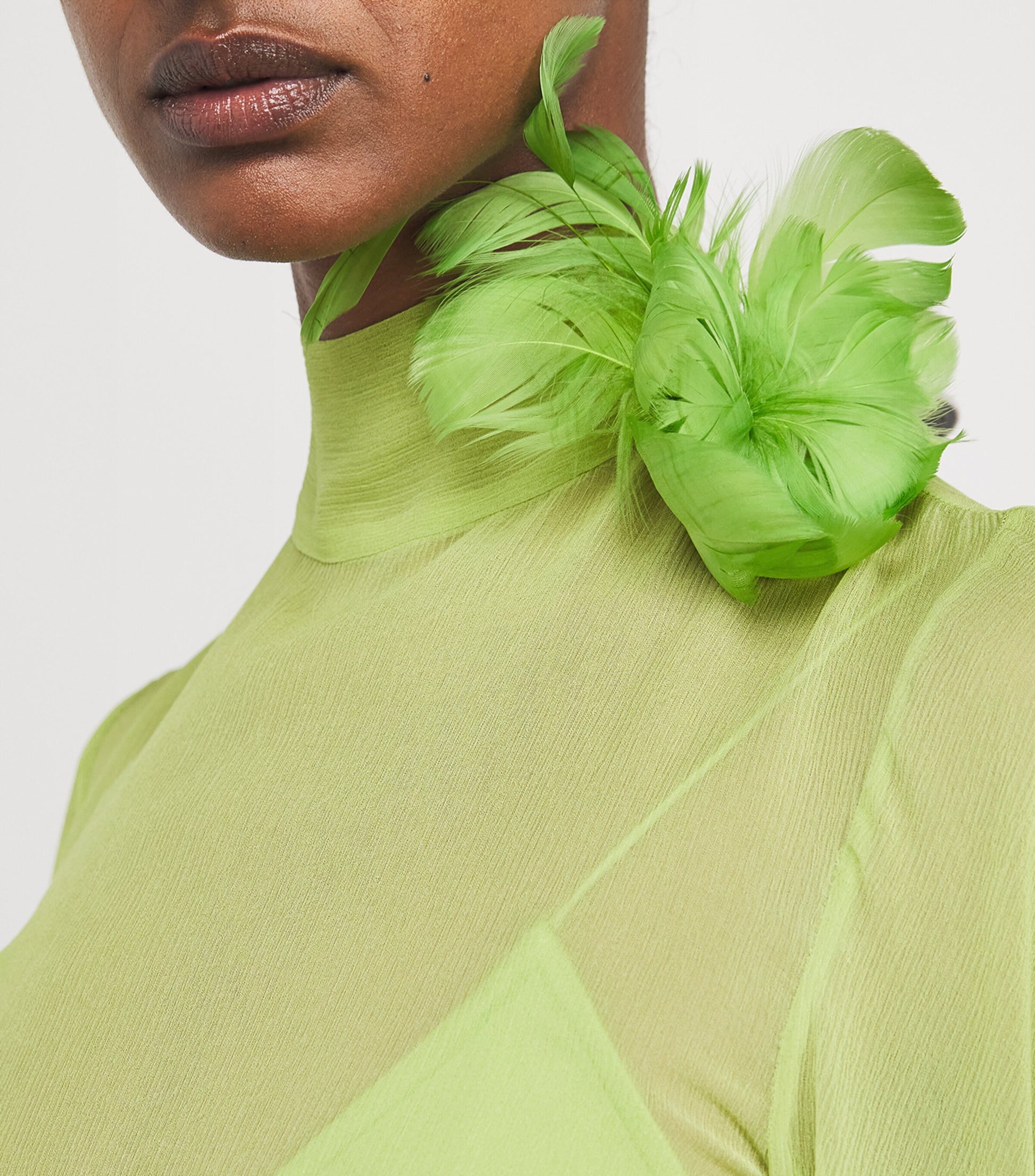 Silk Feather-Trim Lanzarote Garden Kaftan