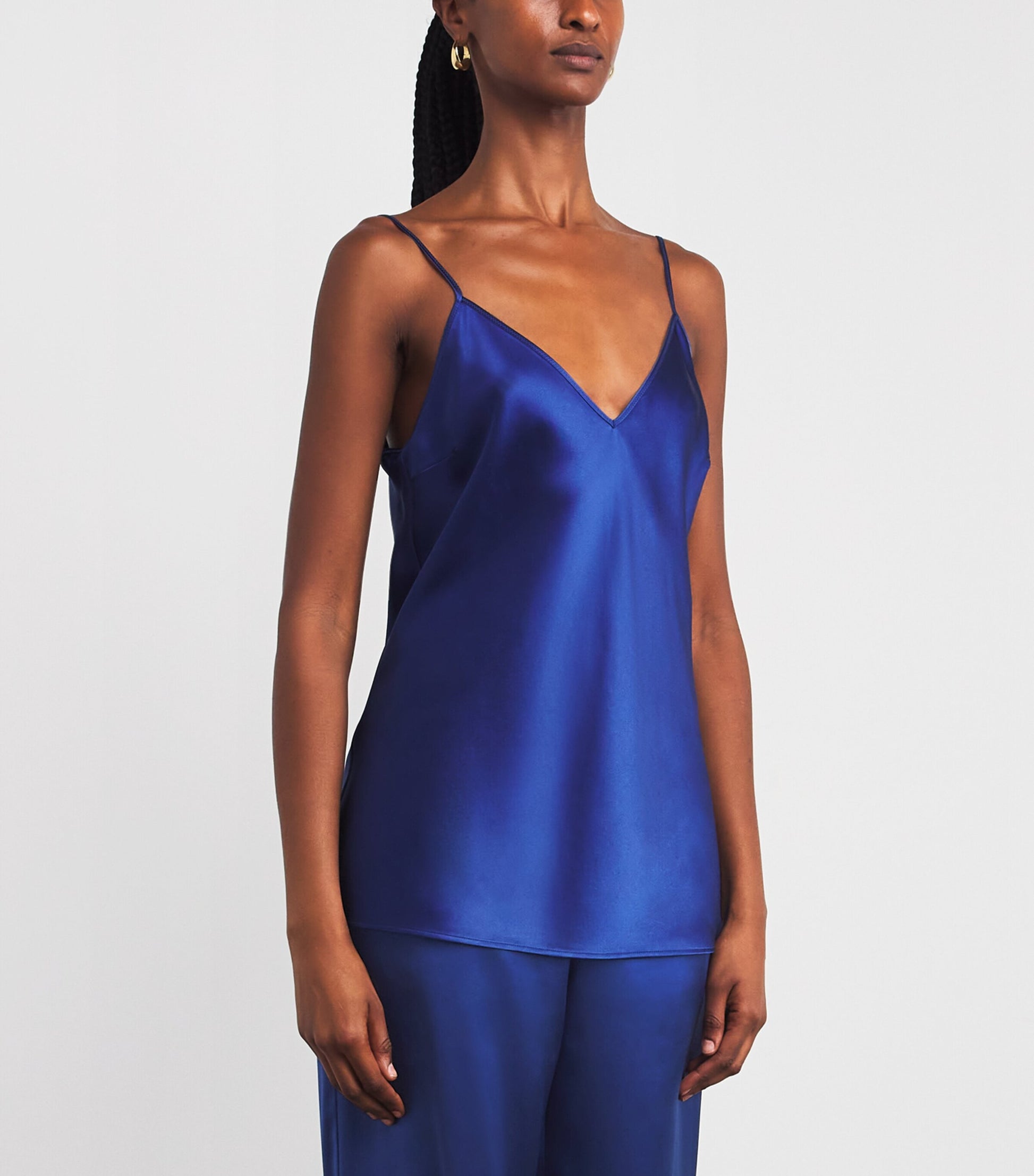 Blue Silk Satin Clea Cami Top
