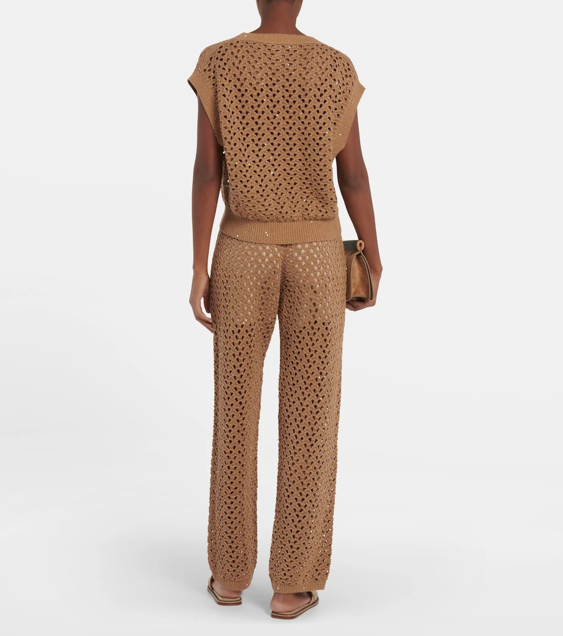 Brunello Cucinelli - Open-knit cotton, linen and silk top