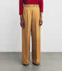 Yellow Cotton Pleated Wide-Leg Trousers