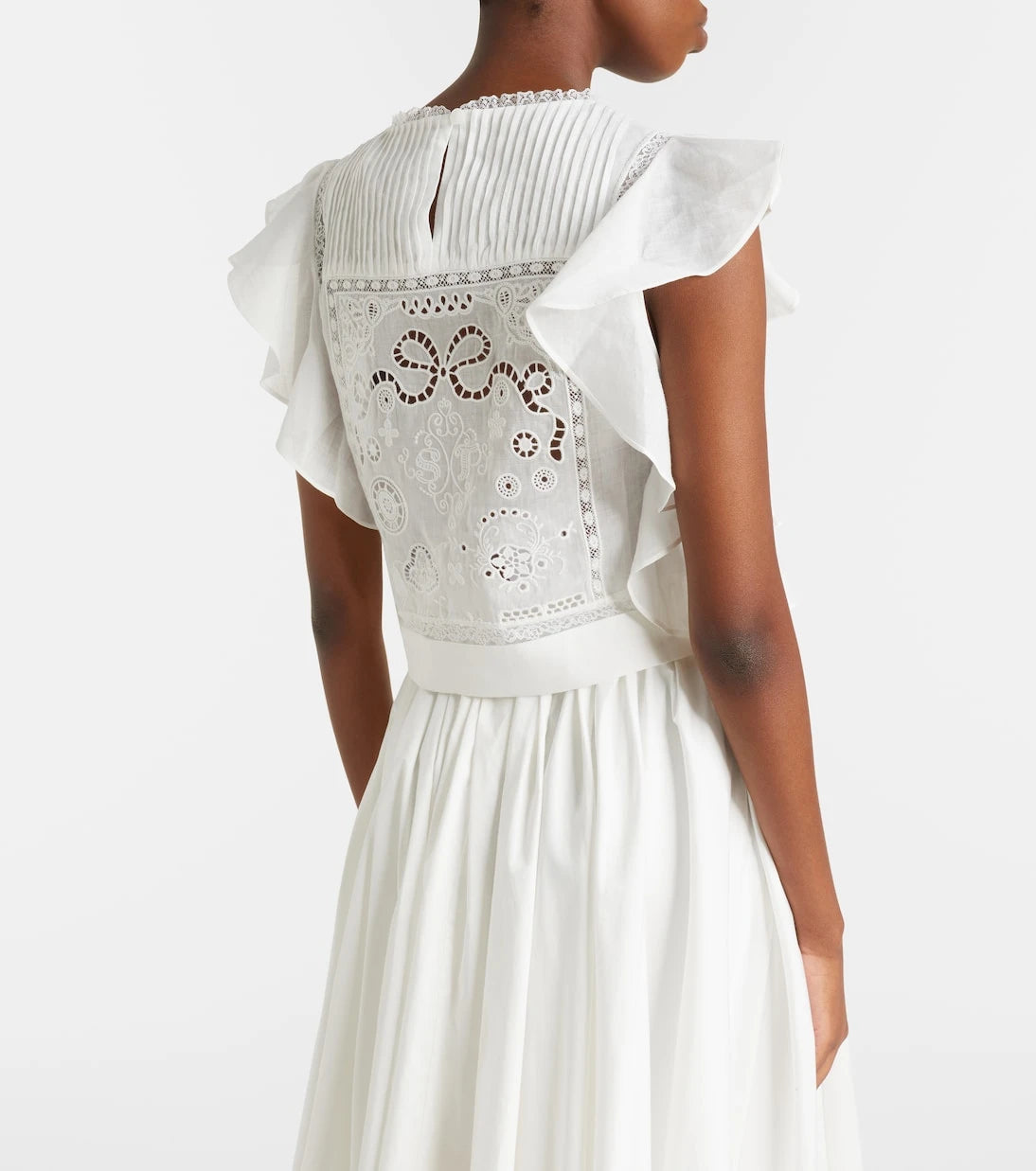 Self-Portrait - Embroidered ruffled top
