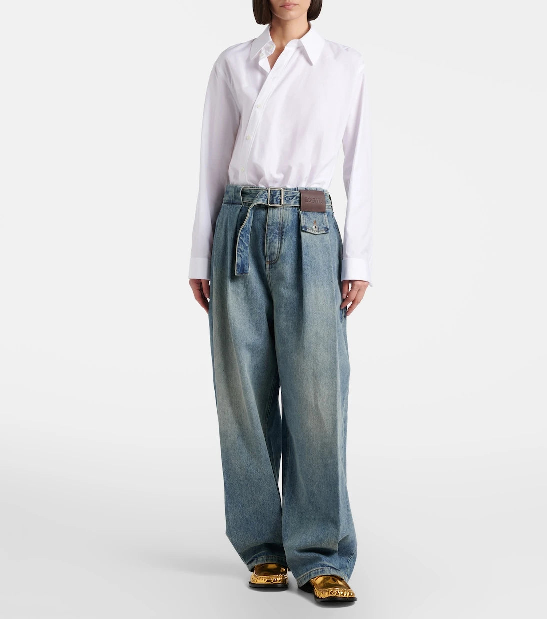 Loewe - Pleated wide-leg jeans