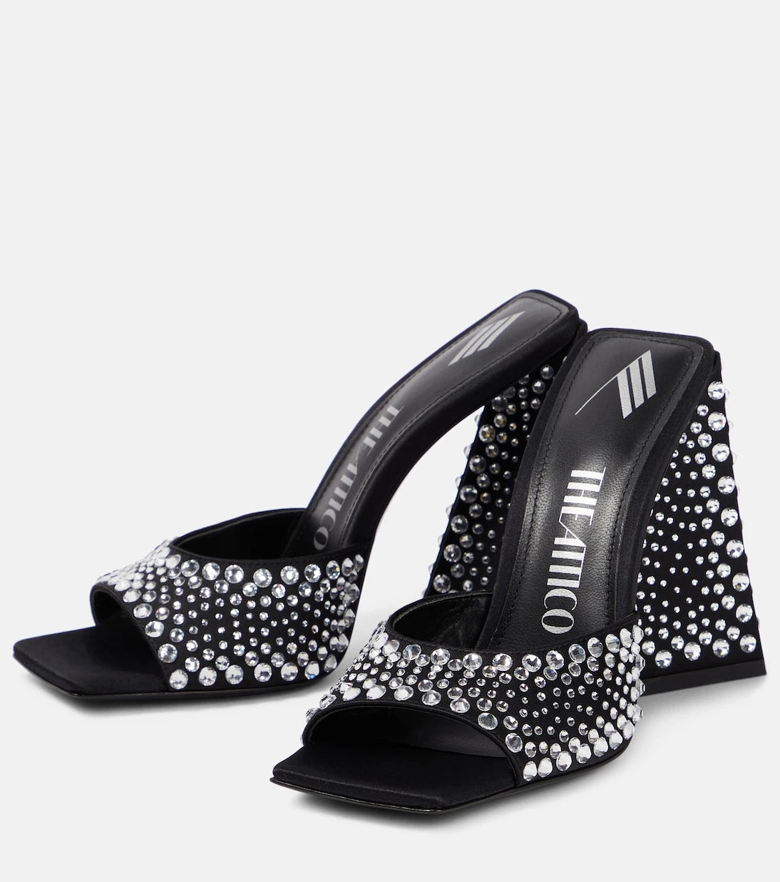 The Attico - Devon embellished satin mules