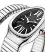 Bvlgari Stainless Steel and Pink Rubellite Serpenti Tubogas Watch 35mm