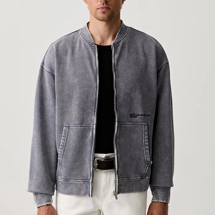 Karl Lagerfeld Jeans fermuarlı erkek pamuklu sweatshirt
