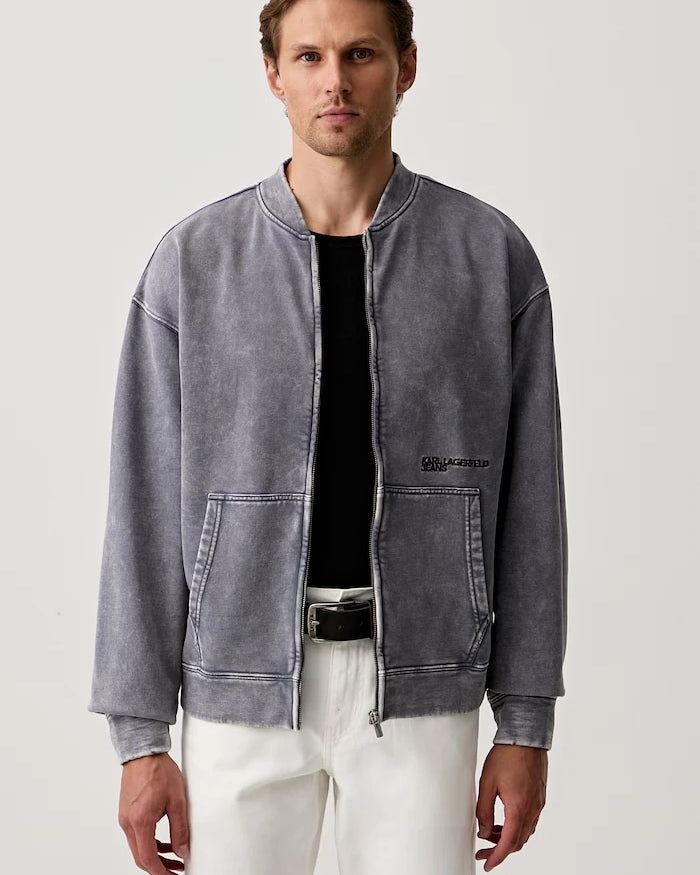 Karl Lagerfeld Jeans fermuarlı erkek pamuklu sweatshirt