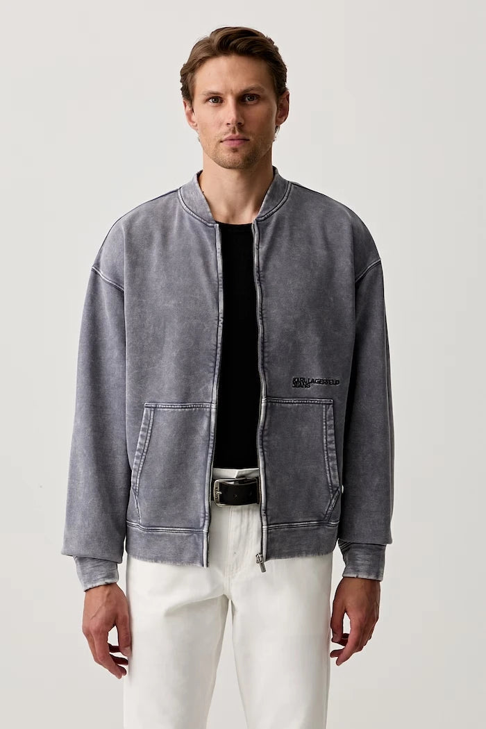 Karl Lagerfeld Jeans fermuarlı erkek pamuklu sweatshirt