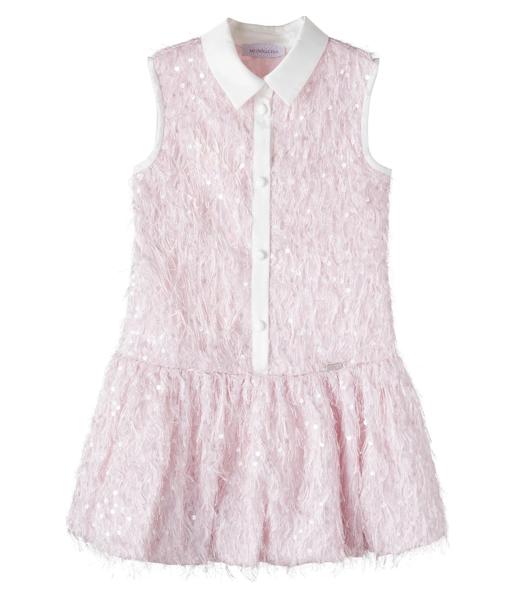 Monnalisa - Fringed sequined shirt dress