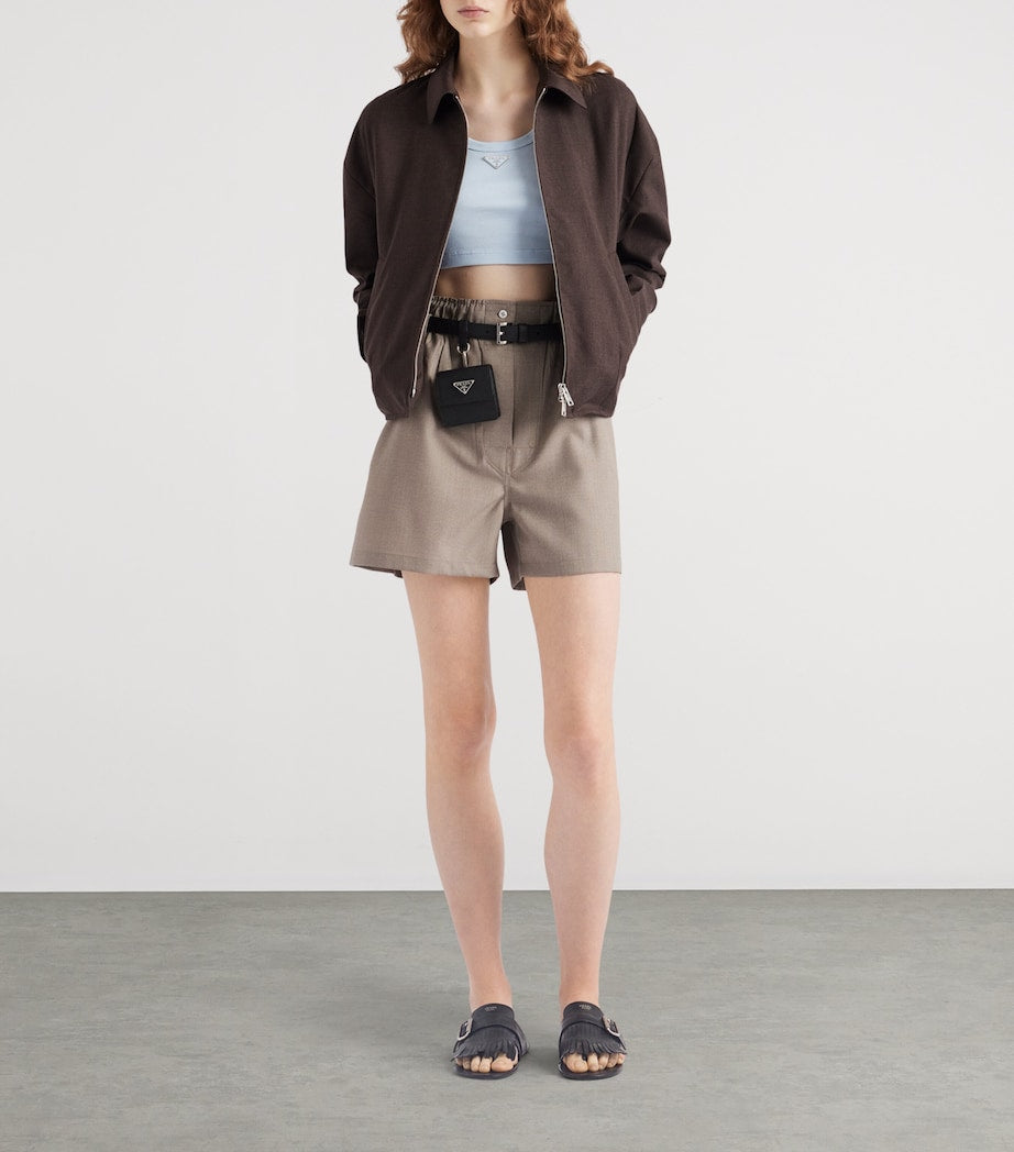 Prada Turquoise Cotton Ribbed Crop Top