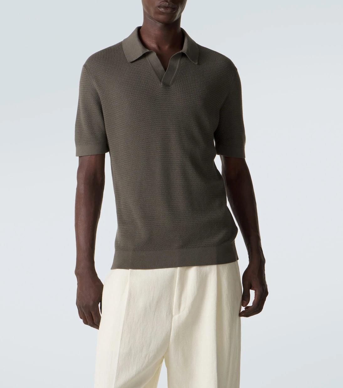 Zegna - Knitted cotton polo shirt