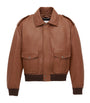 Saint Laurent Brown Shearling Collar Leather Jacket