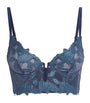 Fleur Du Mal Blue Lily Embroidered Longline Demi Bra