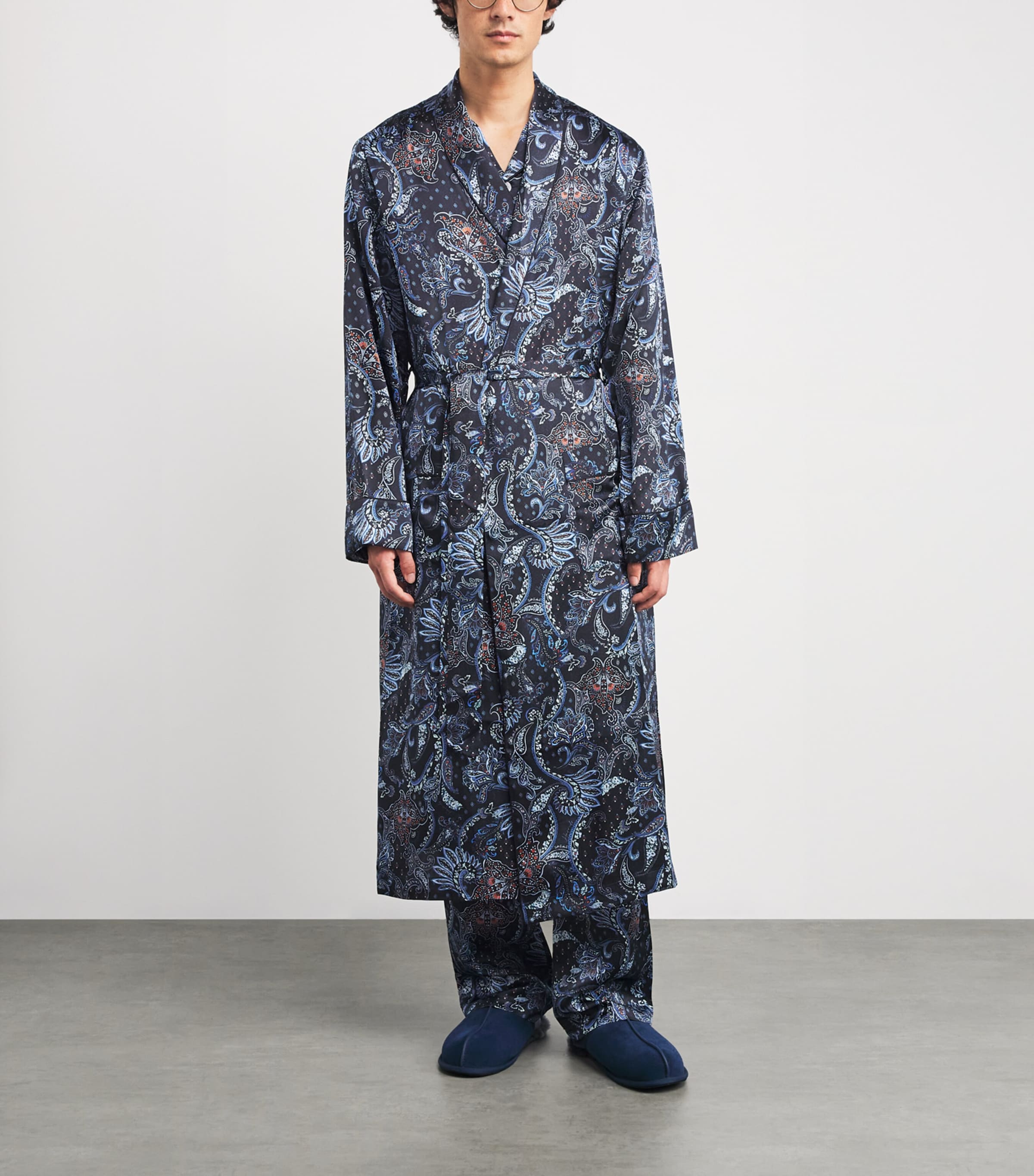 Silk Paisley Print Night Robe