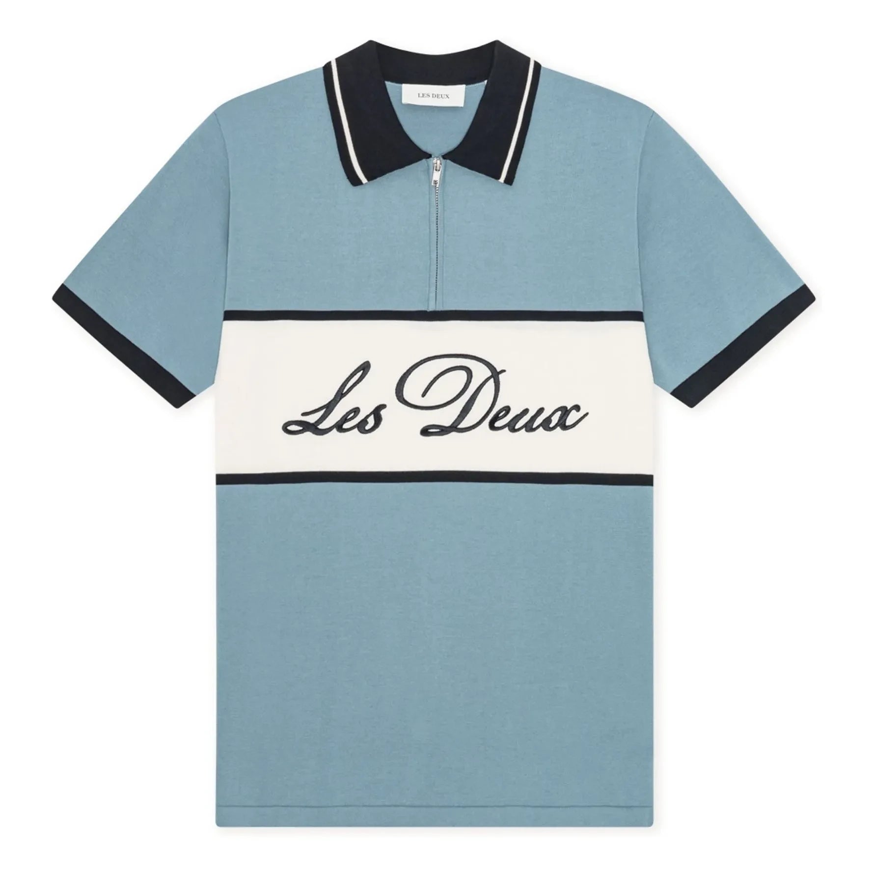 Les Deux - Zipped polo shirt | Light blue