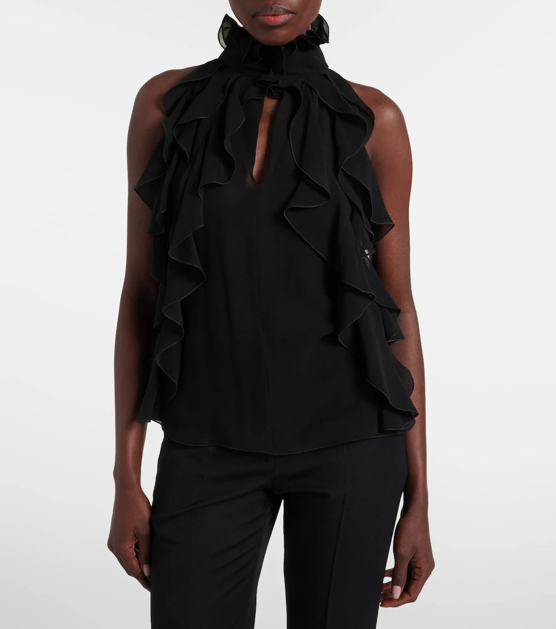 McQueen - Ruffled silk top