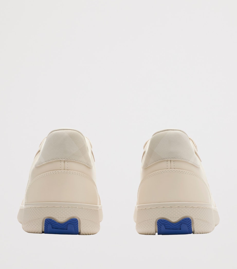 Burberry White Leather Check Print Terrace Sneakers