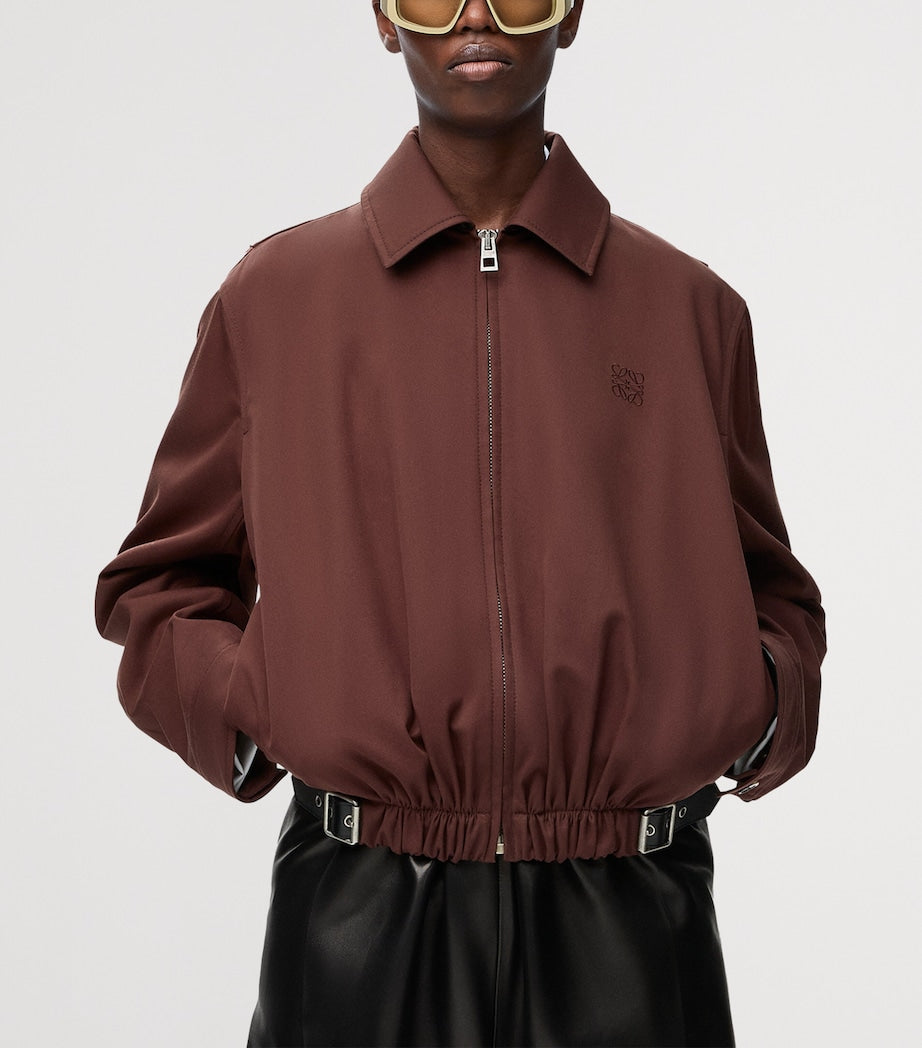 LOEWE Brown Cotton-Silk Buckled Shirt Jacket