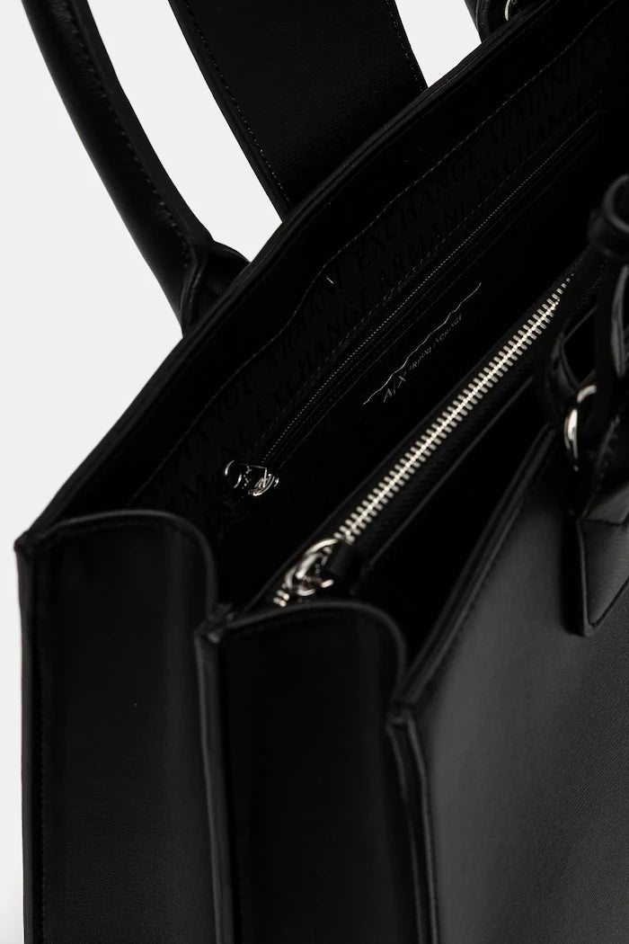Armani Exchange suni deri kadın shopping çanta
