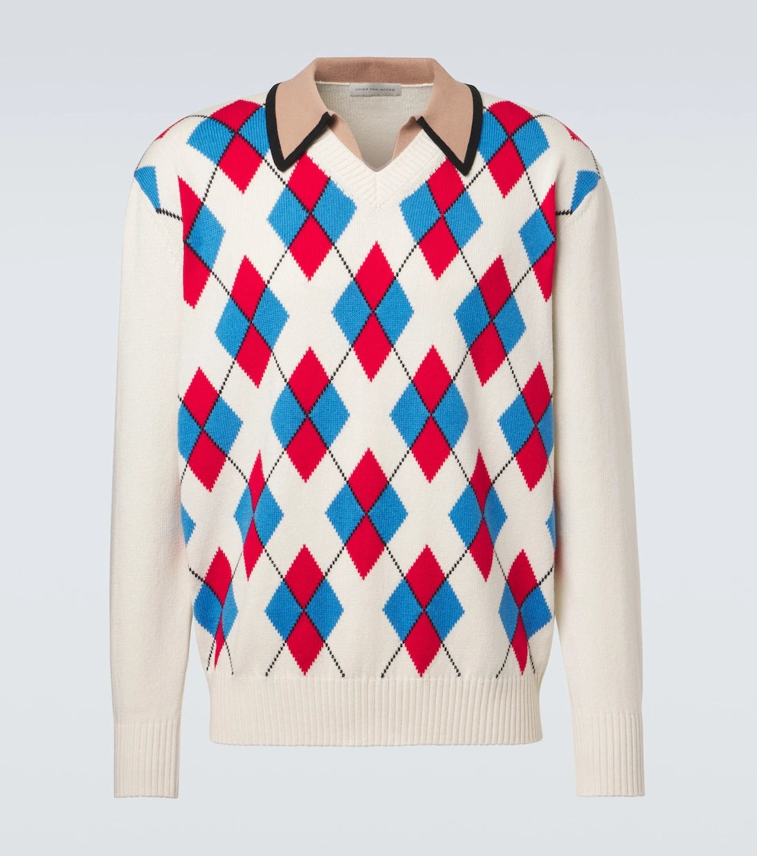 Dries Van Noten - Argyle cotton-blend polo sweater