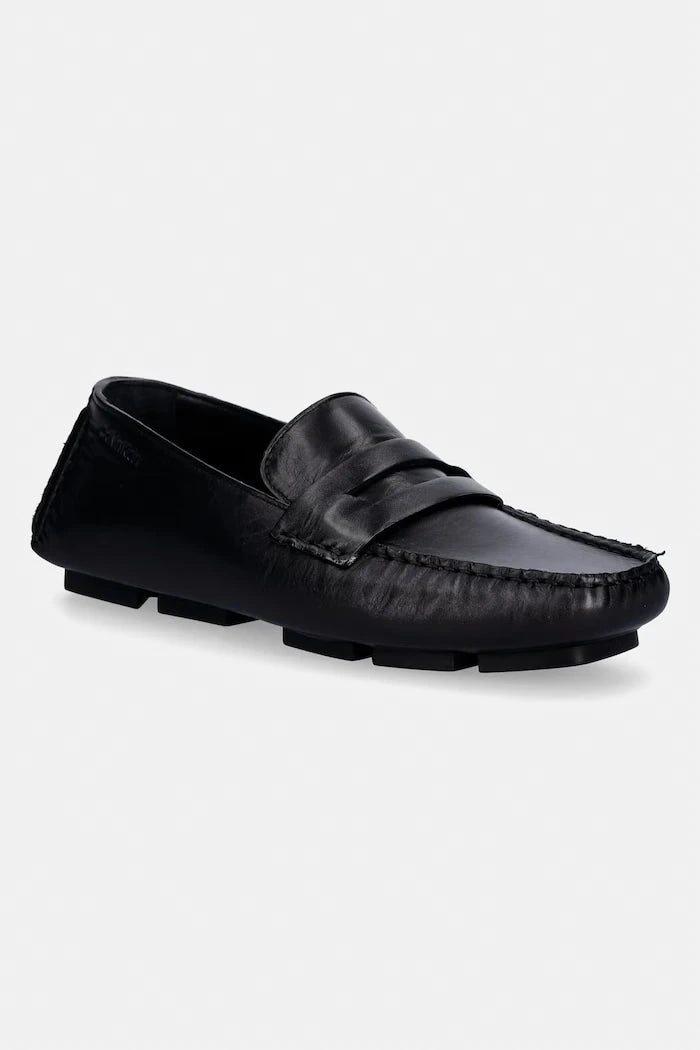 Calvin Klein мокасини дамски от кожа SQUARE DRIVER LTH