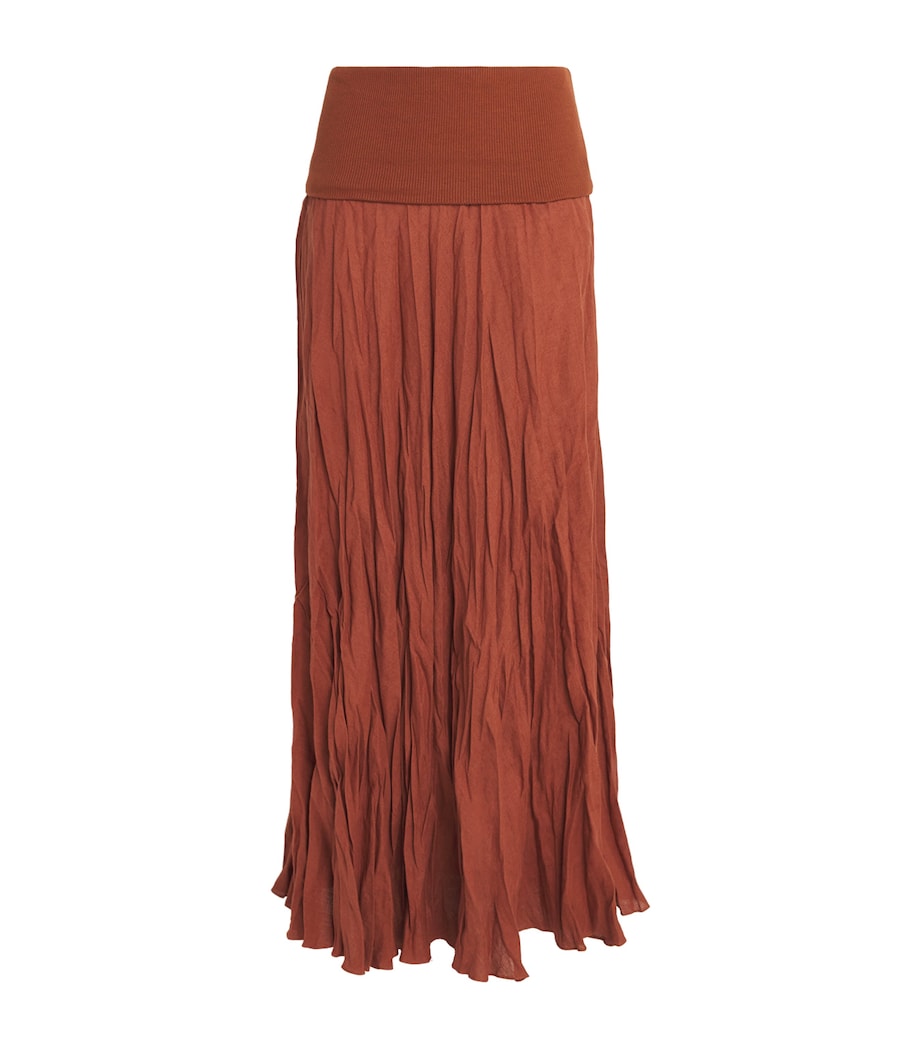 Johanna Ortiz Brown Light and Sound Hybrid Maxi Skirt