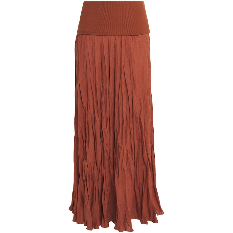 Johanna Ortiz Brown Light and Sound Hybrid Maxi Skirt