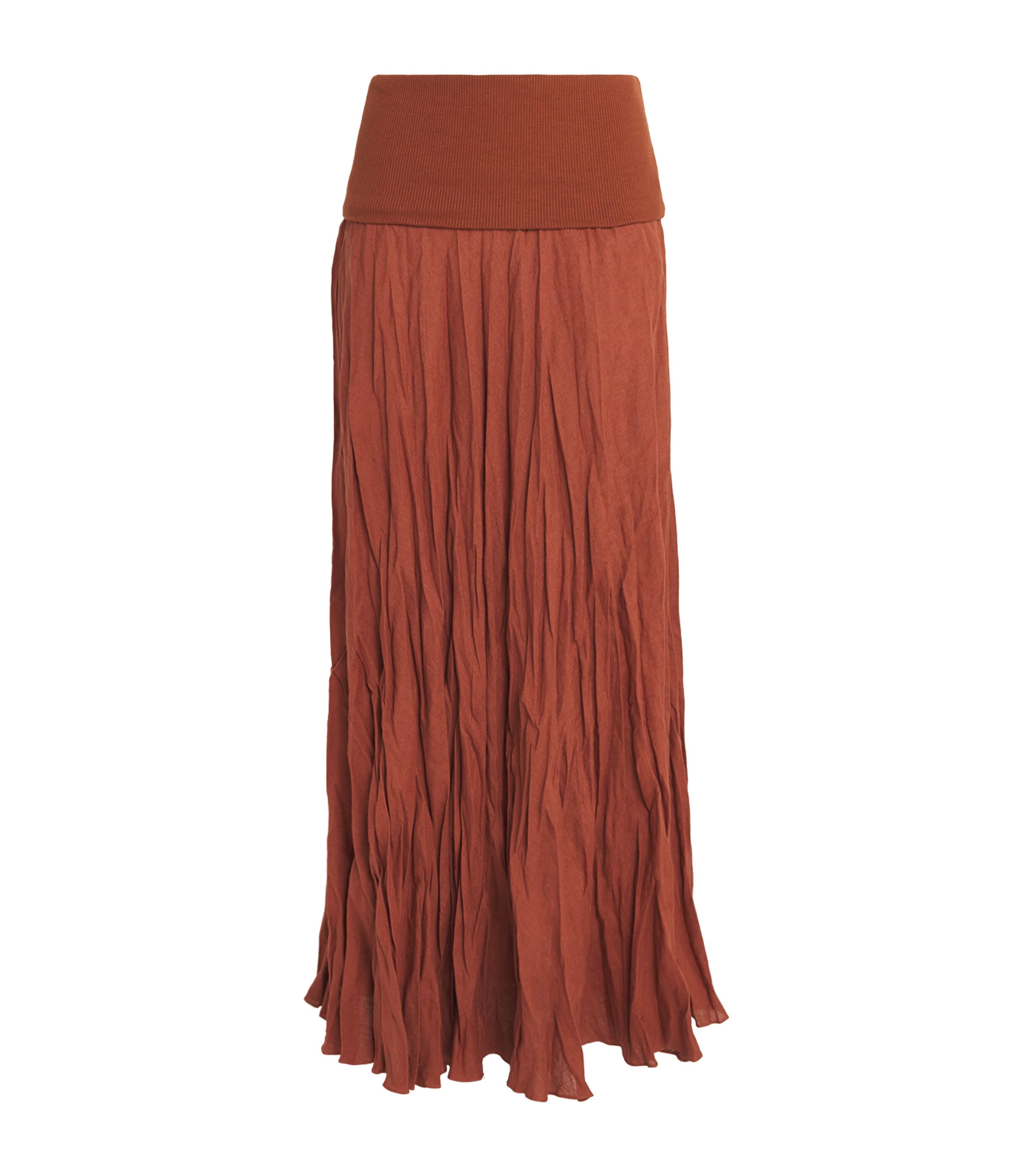 Johanna Ortiz Brown Light and Sound Hybrid Maxi Skirt
