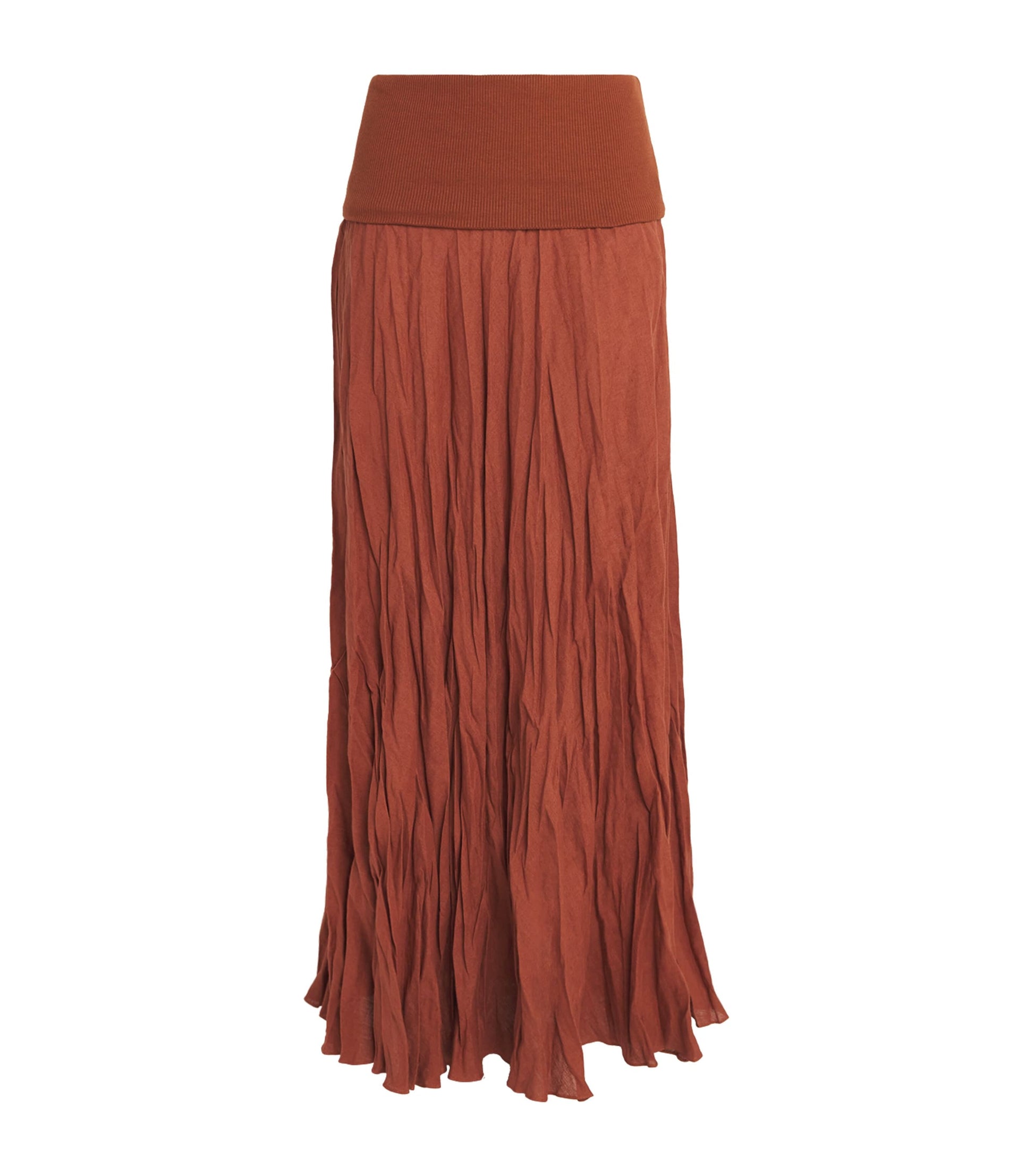 Johanna Ortiz Brown Light and Sound Hybrid Maxi Skirt