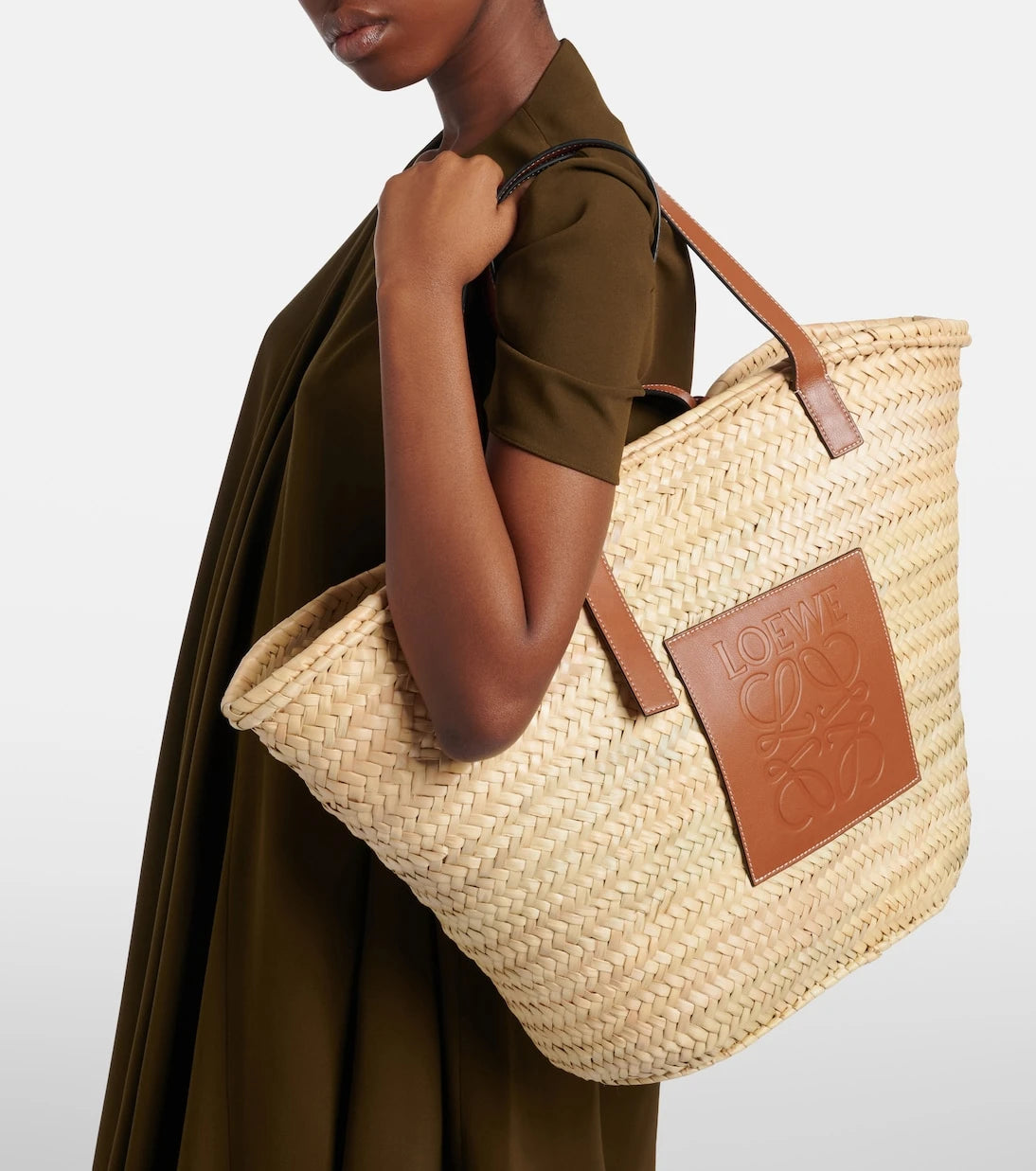 Loewe - Large leather-trimmed basket tote