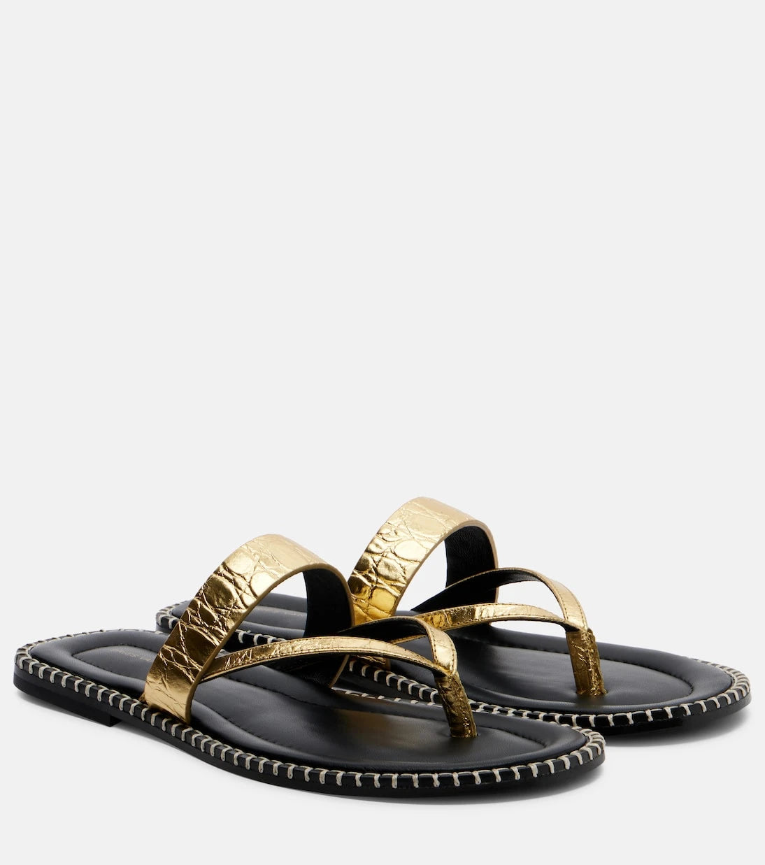 Dries Van Noten - Croc-effect leather thong sandals