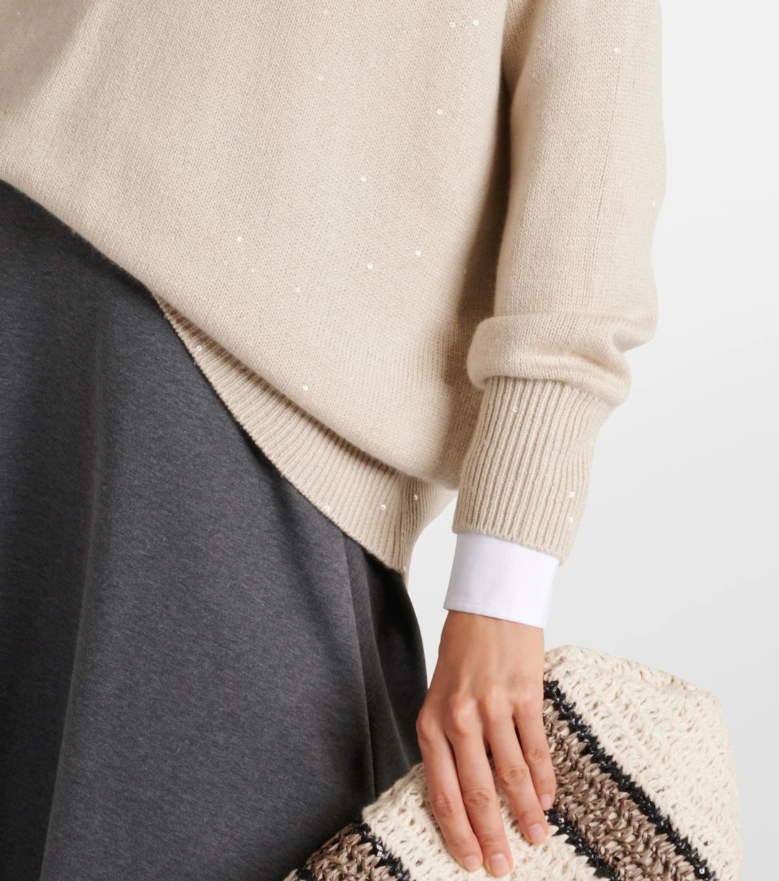 Brunello Cucinelli - Embellished cashmere and silk sweater